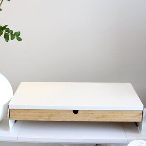 Ikea ELLOVEN Monitor Stand with Drawer Steel/Bamboo White 504.747.70‎